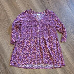 J. Jill Purple and Pink Floral Blouse